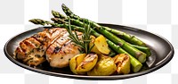 PNG  Grilled chicken asparagus vegetable plant. AI generated Image by rawpixel.