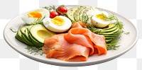 PNG Keto breakfast plate egg salmon. 