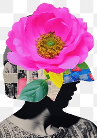 PNG An head with flower collage man art.