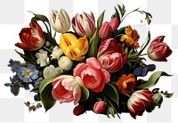 PNG Tulips and roses painting pattern flower. AI generated Image by rawpixel.