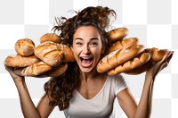 PNG  Young woman with breads adult food hairstyle. AI generated Image by rawpixel.