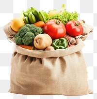 PNG Bag full of groceries bag food white background.