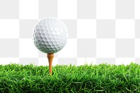 PNG Golf ball with a golf tee on a grass sports white background recreation.