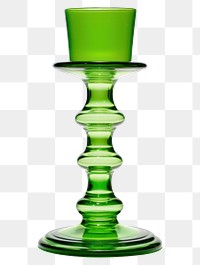 PNG Green retro glass candlestick holder white background drinkware stemware.