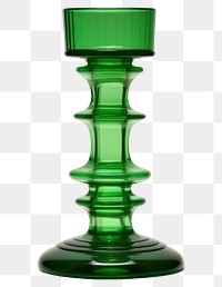 PNG Green retro glass candlestick holder drinkware lighting vase.