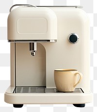 PNG A white minimal beige coffee machine cup mug coffeemaker.