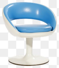 PNG Blue space age chair furniture armchair white background.