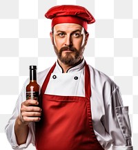 PNG  Chef with a bottle of ketchup adult drink chef. AI generated Image by rawpixel.