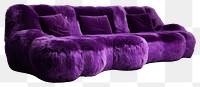 PNG Purple yeti triple sofa furniture cushion pillow.