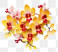PNG  Red and yellow papercraft orchids flower petal plant. AI generated Image by rawpixel.