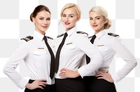 PNG White women wearing white formal airline stewardess uniform portrait adult white background.
