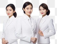 PNG Asian women wearing white corporate uniform portrait adult white background.