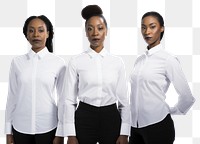 PNG Black women wearing white corporate uniform portrait sleeve blouse.