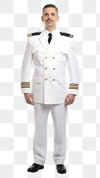 PNG White man wearing white ship captain uniform portrait officer adult.
