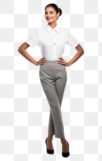 PNG Latin woman wearing white cabin crew uniform portrait shirt adult.