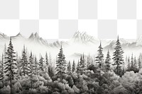 PNG Border graphic of forest and mountain outdoors drawing nature. 