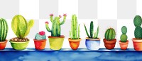 PNG Different kind of potted cactus border plant white background arrangement.