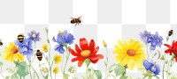 PNG Flower and bees border insect animal petal.