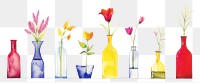 PNG Flower in different kind of vases border glass plant 