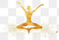 PNG  Yoga gold yoga white background. AI generated Image by rawpixel.
