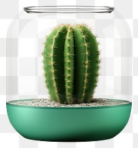 PNG Transparent glass cactus pot plant jar flowerpot.