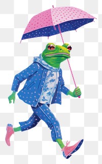 PNG A cartoon Frog holding an umbrella frog representation photography. AI generated Image by rawpixel.