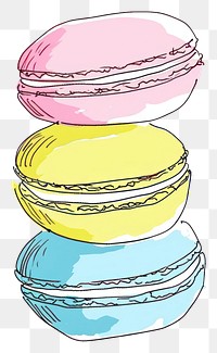 PNG  Cute macaron illustration food creativity variation.