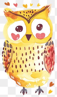 PNG  Cute owl illustration painting drawing animal.