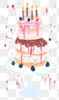 PNG Cute cake illustration dessert food anniversary.