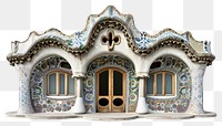 PNG  Unique mosaic architecture buildings house door gate.