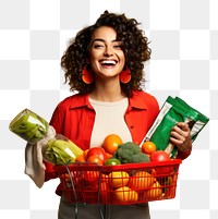 PNG Happy Mexican woman holding a shopping basket laughing smile adult.