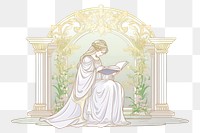 illustration of *a girl reading a book in the style of Alphonse Mucha* isolated on white background --ar 3:2 --style 19pADPufIwHTB19
