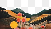 PNG Collage Retro dreamy landscape outdoors nature flower.