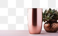 PNG Photo of a blank white *tumbler mockup* isolated rose gold background, angle view --ar 3:2 --c 10