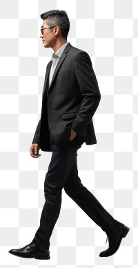 PNG A chinese businessman walking footwear tuxedo. 