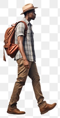 PNG  A happy African traveler walking backpack person. AI generated Image by rawpixel.