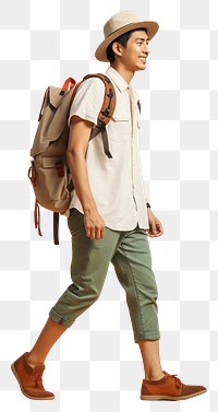 PNG  A happy Asian traveler footwear backpack walking. AI generated Image by rawpixel.
