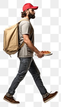 PNG  A pizza delivery man walking person adult. AI generated Image by rawpixel.