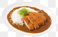 PNG Fry pork tongkatsu curry food plate meal.