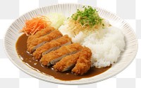 PNG Fry pork tongkatsu curry food plate meal.