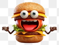 PNG Burger cartoon food anthropomorphic. AI generated Image by rawpixel.