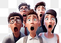 PNG Surprised group of people glasses cartoon adult
