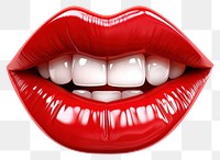 PNG Glossy red woman lips smile mouth with tongue lipstick teeth 