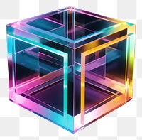 PNG  3D render of cube neon icon illuminated electronics futuristic.