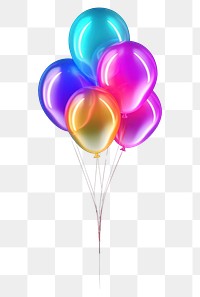 PNG  3D render of a neon balloon icon illuminated celebration anniversary.