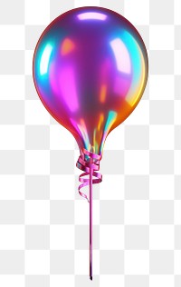 PNG  3D render of a neon rubber balloon icon illuminated celebration anniversary.