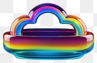PNG  3D render of neon cloud icon rainbow light reflection.