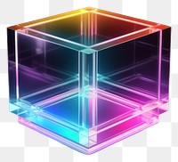 PNG  3D render of neon cube icon light illuminated electronics.