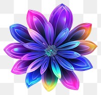 PNG  3D render of neon flower icon pattern purple light.