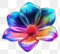 PNG  3D render of neon flower icon nature plant inflorescence.